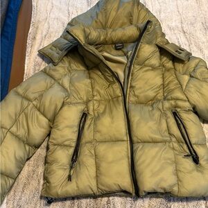 Green Puffer Jacket with Hood